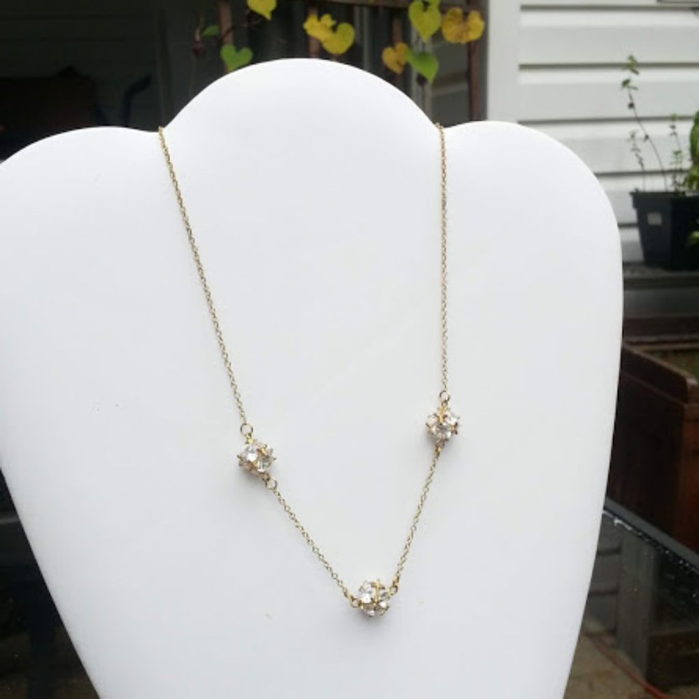 Traci Lynn cz station gold wash necklace